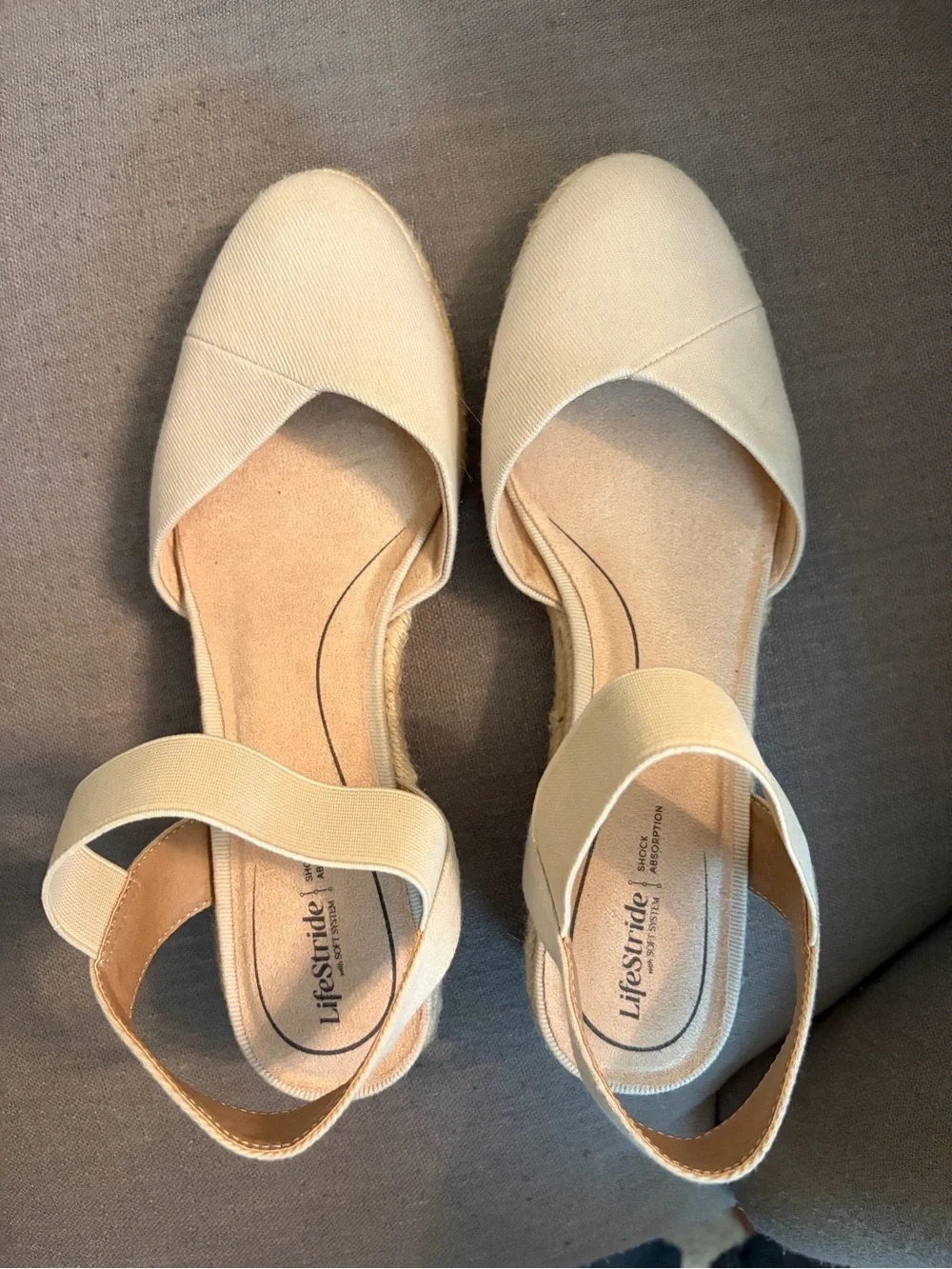 New Life Stride Women's Light Beige Espadrille Wedge Sandal